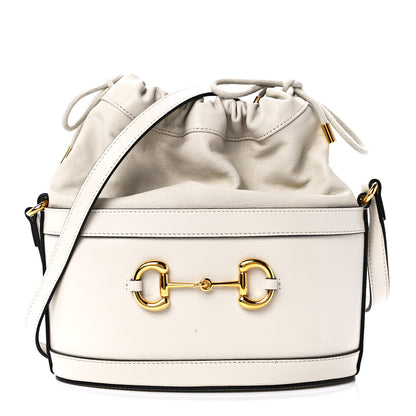 Gucci Azalea Sakai Calfskin Horsebit 1955 Drawstring Bucket Bag Mystic White 1 of 12