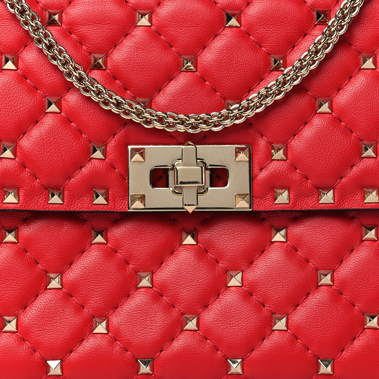Lambskin Medium Rockstud Spike Shoulder Bag Red