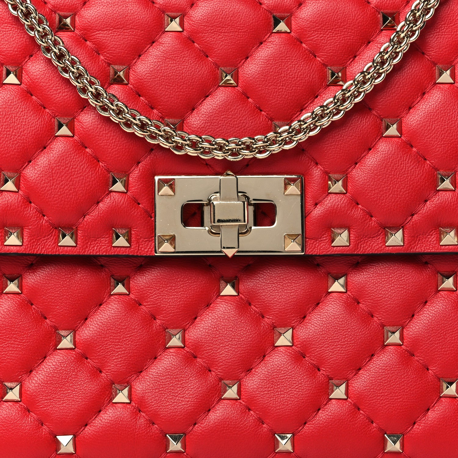 Valentino Garavani Lambskin Medium Rockstud Spike Shoulder Bag Red 7 of 9