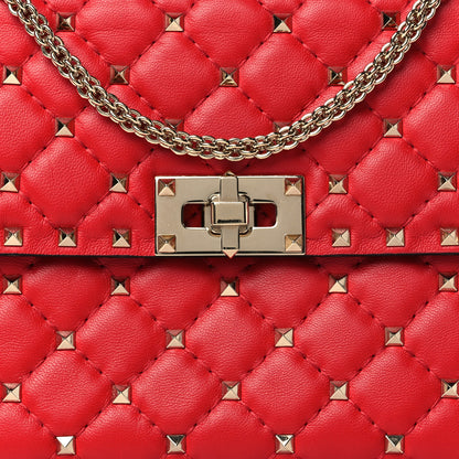 Valentino Garavani Lambskin Medium Rockstud Spike Shoulder Bag Red 7 of 9