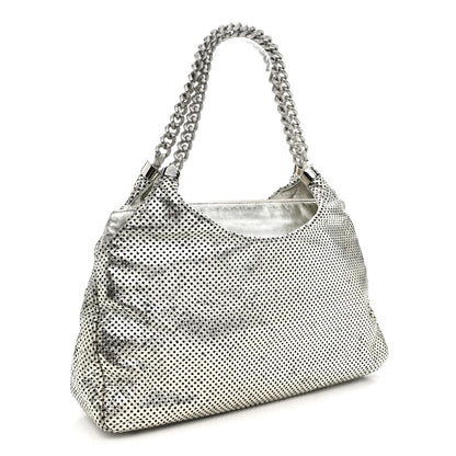 Chanel Metallic Glazed Calfskin Perforated Rodeo Drive Hobo Silver 3 of 10