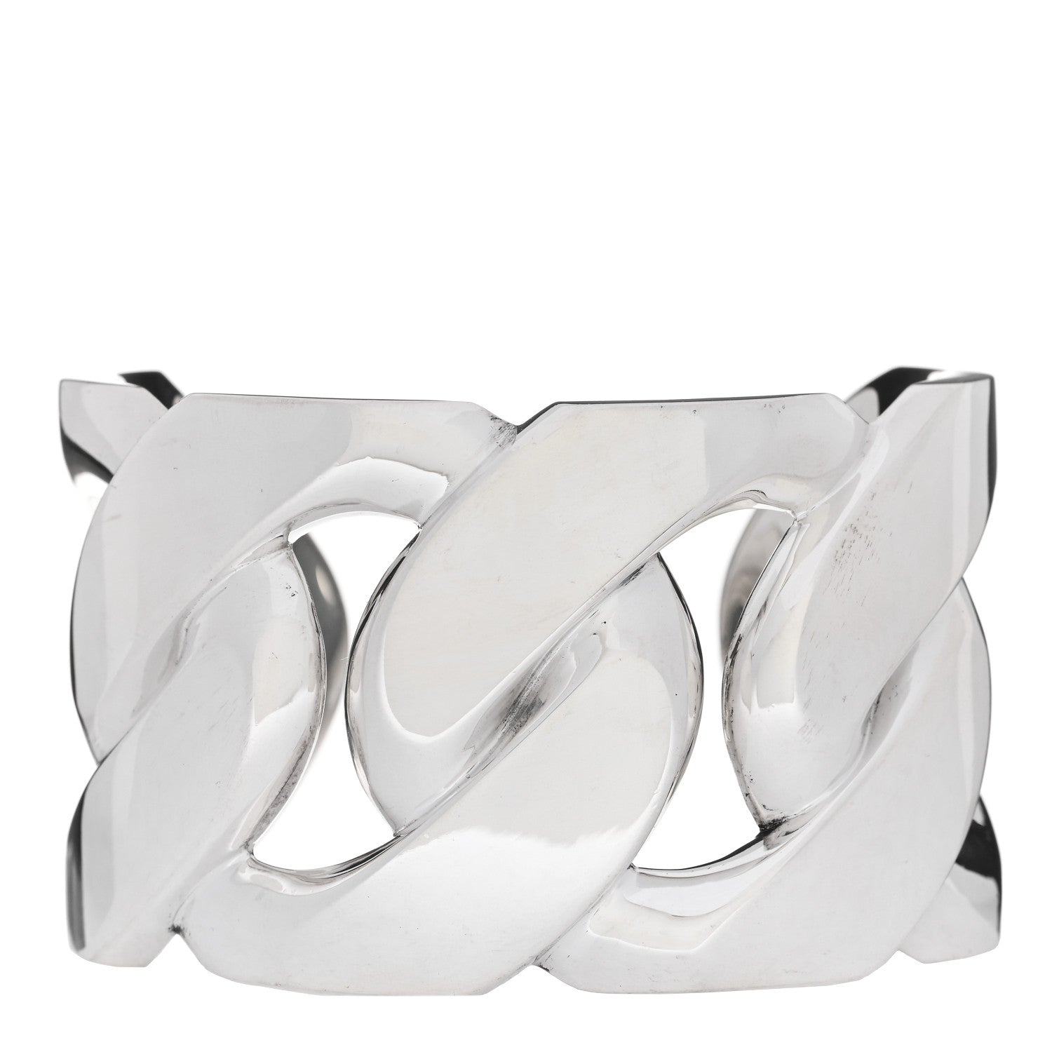 Hermes Sterling Silver Capture Link Cuff Bracelet LG 1 of 3