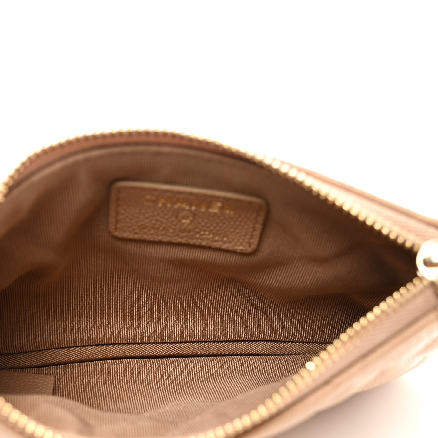 Caviar Quilted Small Cosmetic Case Beige