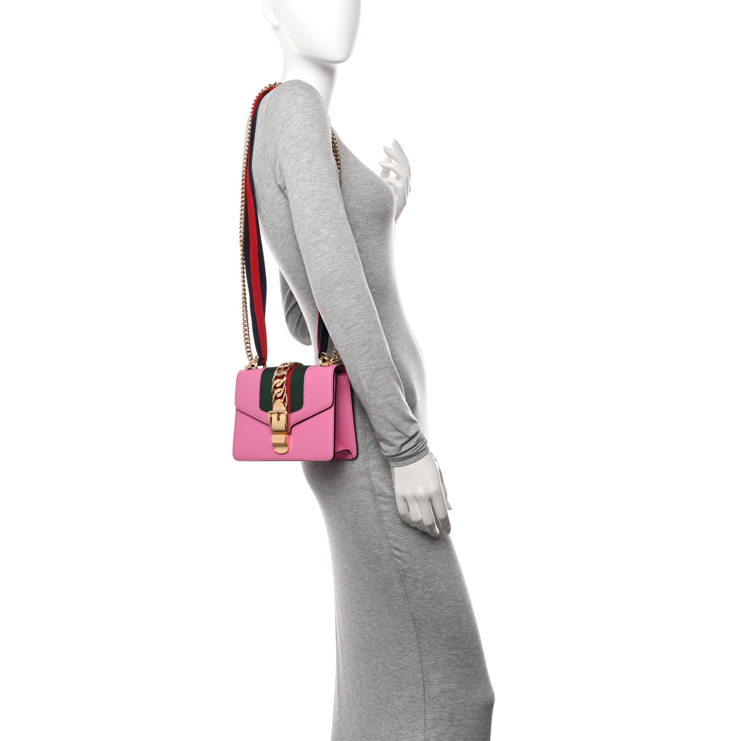 Vitello Fontanella Web Mini Sylvie Chain Shoulder Bag Pink Tropical Flower