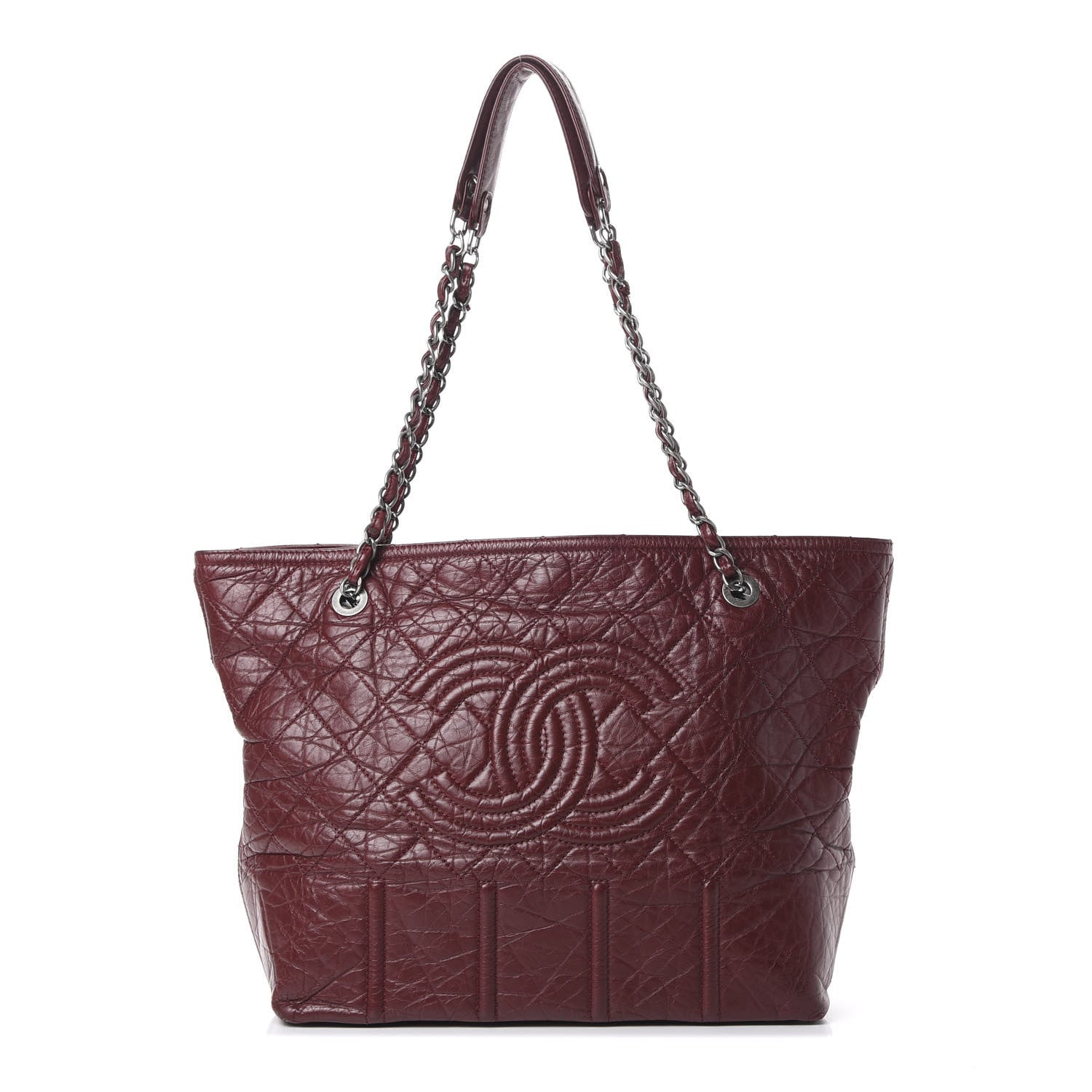Chanel Aged Calfskin Large Shopping In Moscow Tote Burgundy 1 of 10