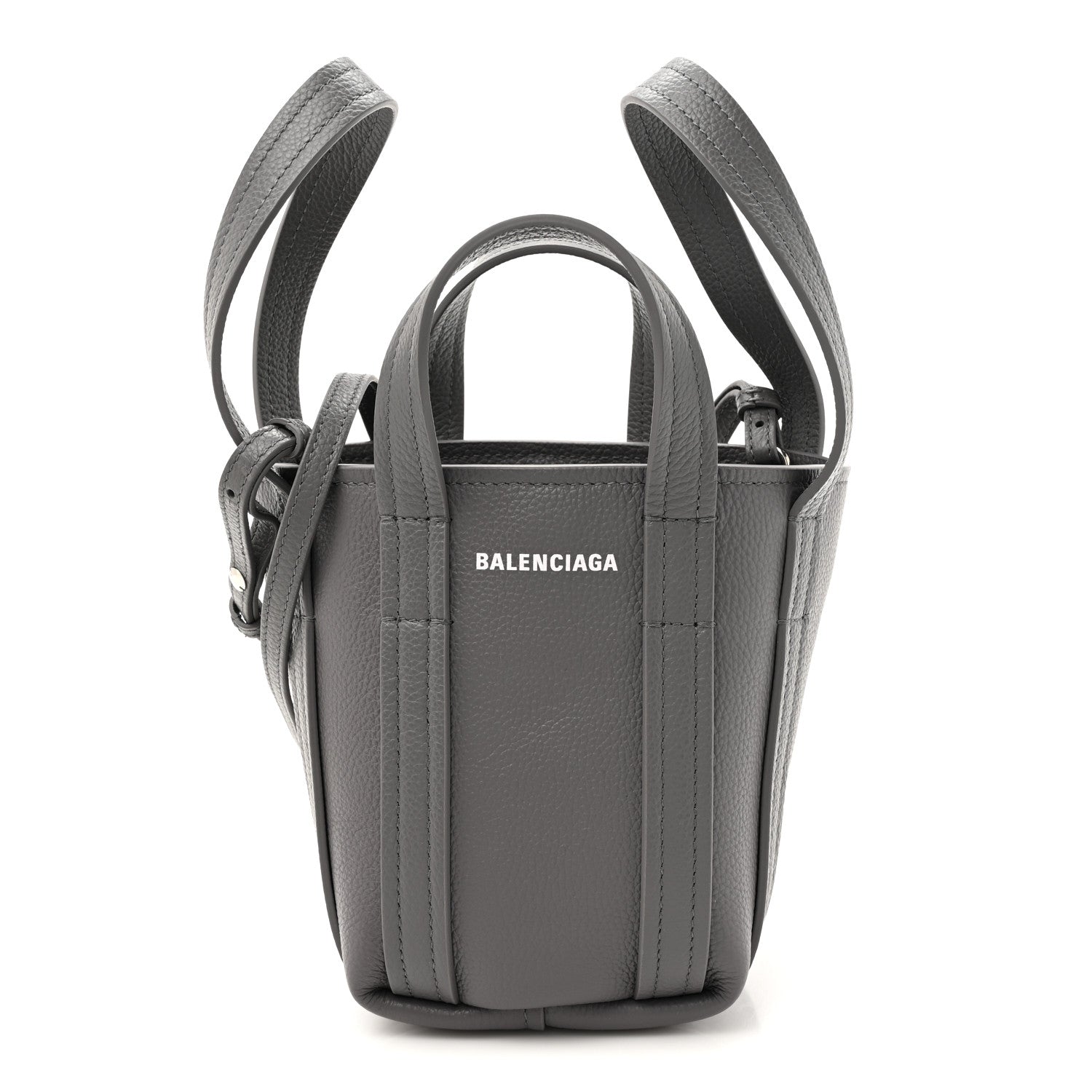 Balenciaga Grained Calfskin Mini 2.0 Everyday North South Shoulder Tote Bag Mink Grey 1 of 10