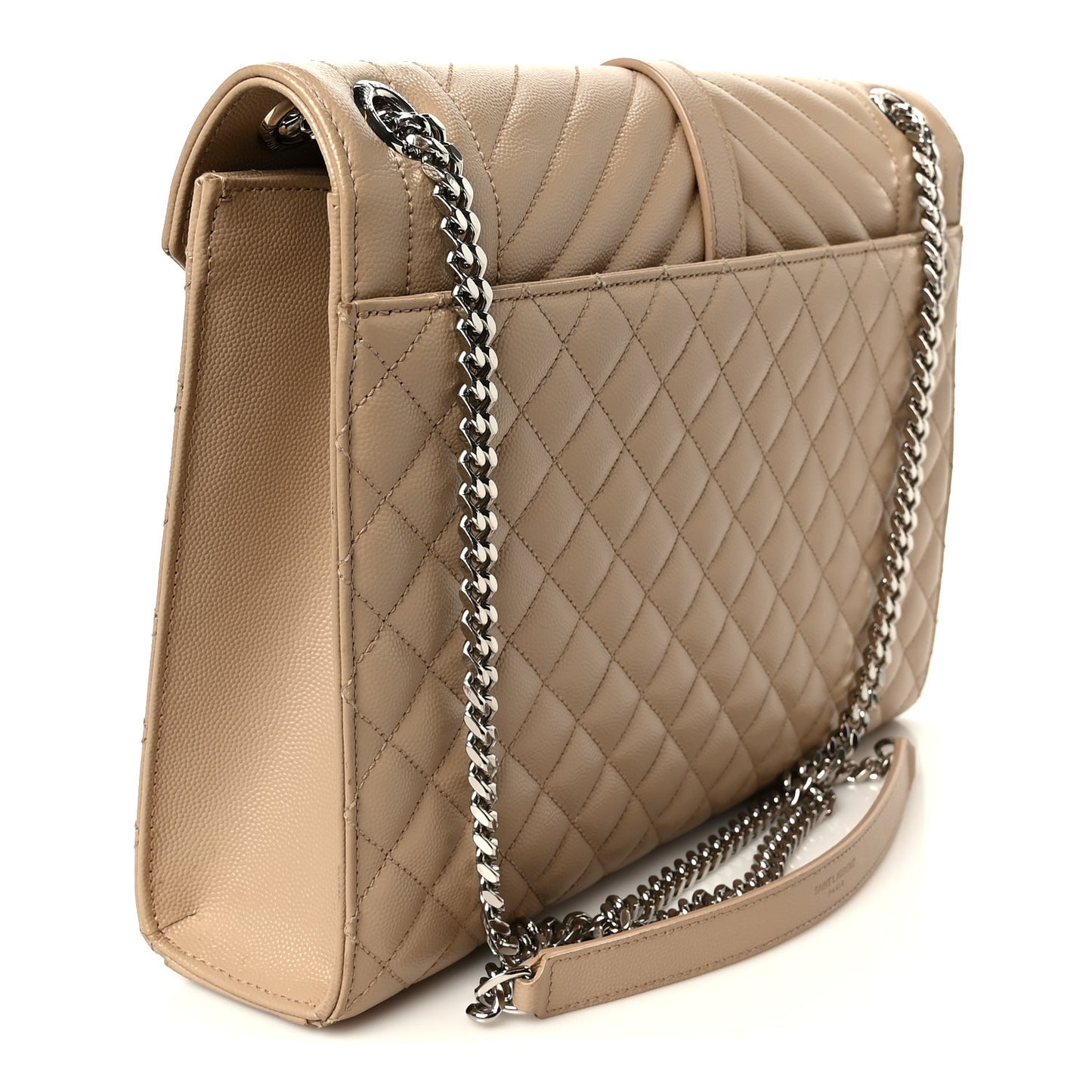 Grain De Poudre Large Tri-Quilt Monogram Satchel Dark Beige