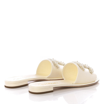 Chanel Calfskin Pearl CC Mules 37 Ivory 4 of 11