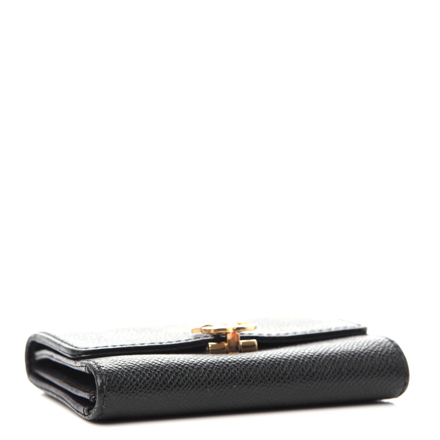 Grained Calfskin CC Flap Wallet Black