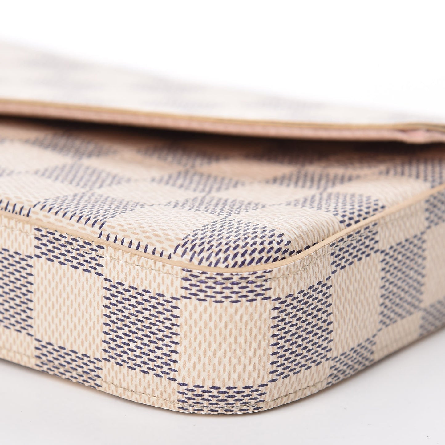 Damier Azur Pochette Felicie Chain Wallet Rose Ballerine