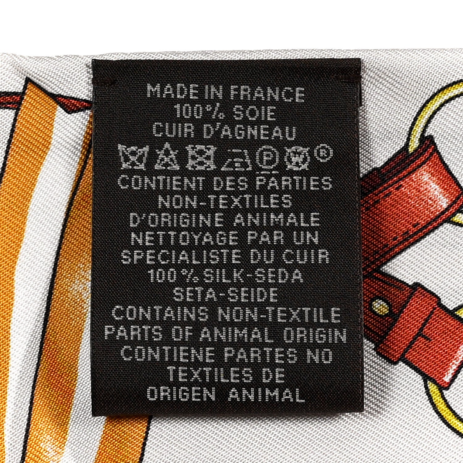 Hermes Silk Lambskin Jumping Fringed Twilly Creme Alezan Anthracite 3 of 4