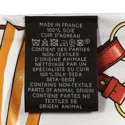 Hermes Silk Lambskin Jumping Fringed Twilly Creme Alezan Anthracite 3 of 4
