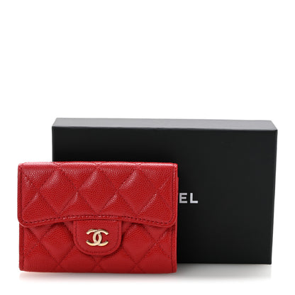 Chanel Caviar Quilted Flap Card Holder Wallet Red 11 of 11