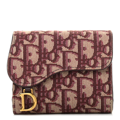 Christian Dior Oblique Saddle Lotus Wallet Burgundy 1 of 8