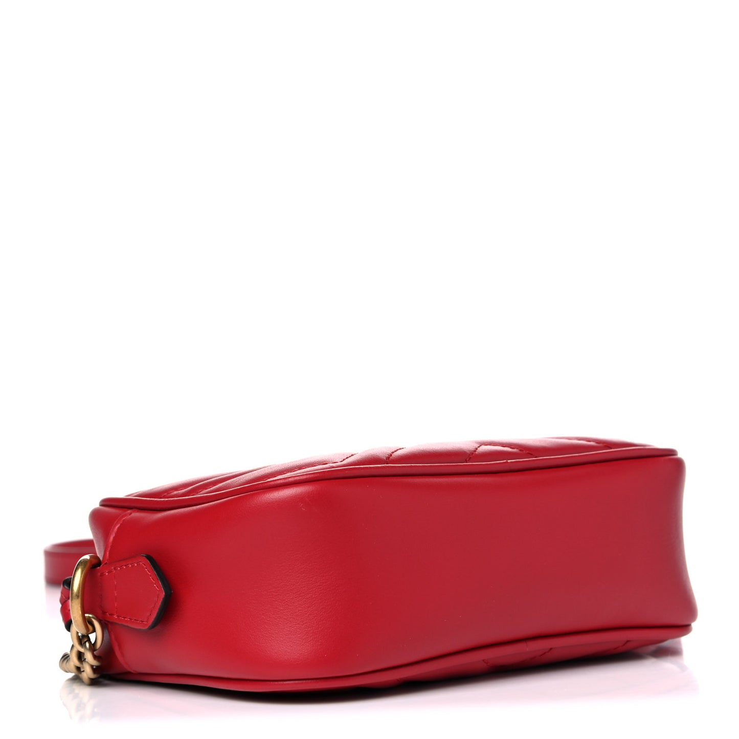 Calfskin Matelasse Mini GG Marmont Chain Shoulder Bag Hibiscus Red