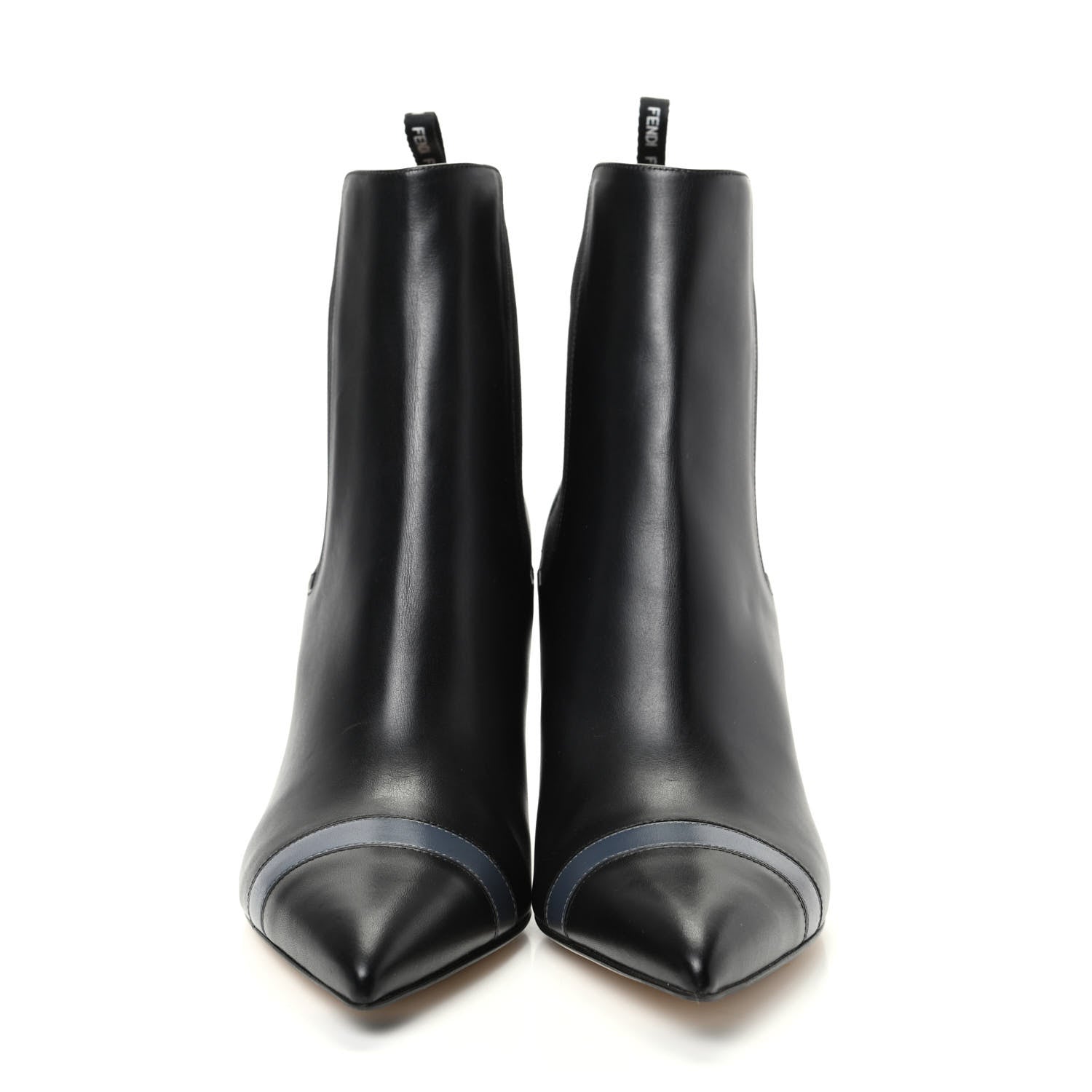 Fendi Vitello Colibri 85mm Ankle Booties 39.5 Black Antracite 2 of 10
