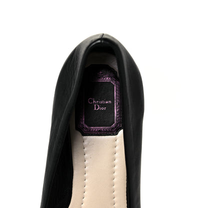 Christian Dior Calfskin Pointed Toe Flats 38.5 Black Pink 8 of 9
