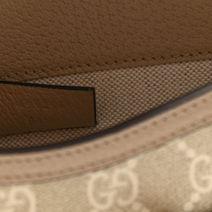 Gucci GG Supreme Monogram Textured Dollar Calfskin Mini Horsebit 1955 Shoulder Bag Beige Mystic White Oatmeal 7 of 9
