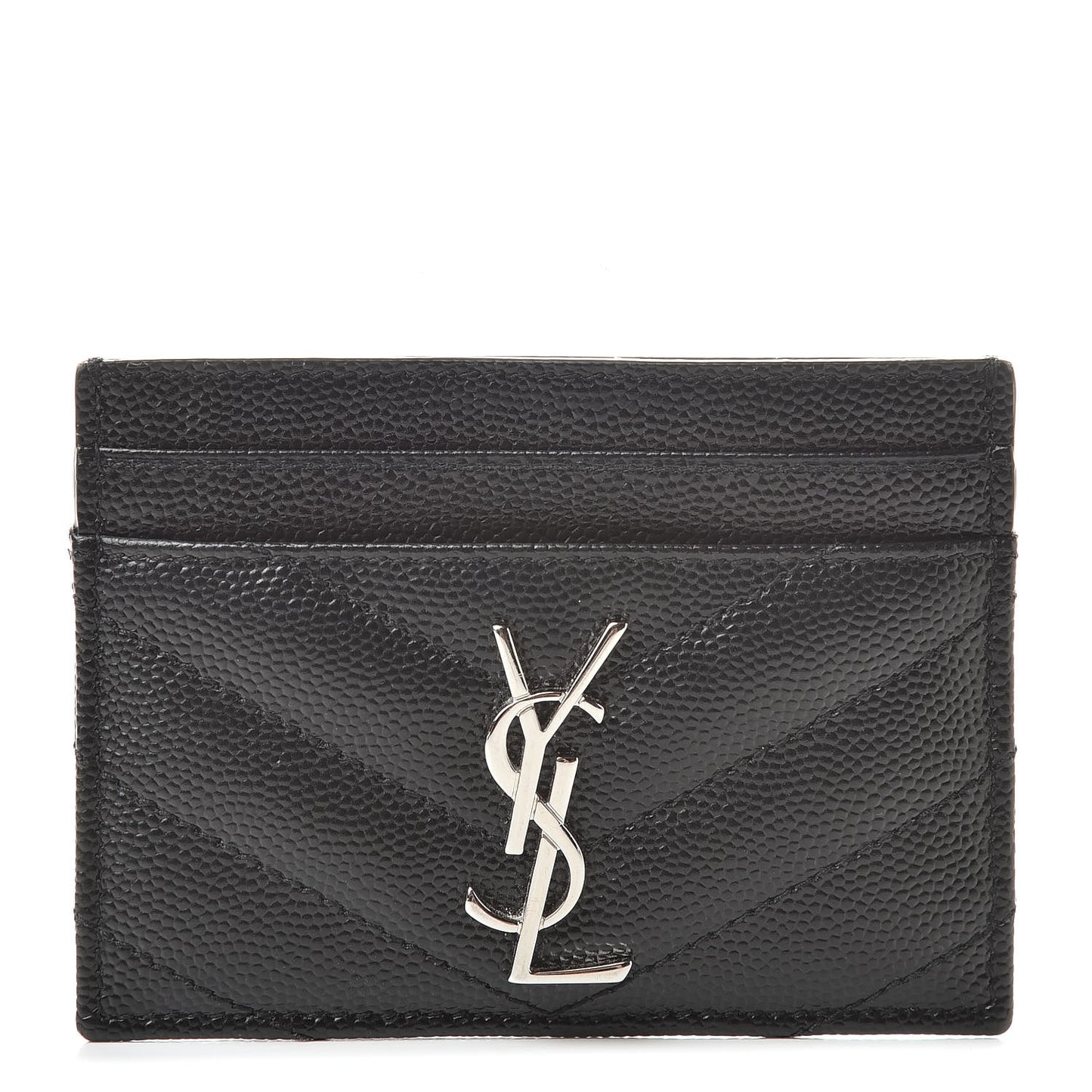 Grain De Poudre Matelasse Chevron Monogram Credit Card Case Black