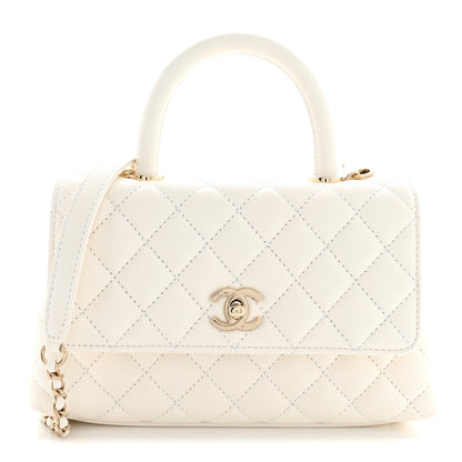 Chanel Caviar Quilted Mini Coco Handle Flap White 1 of 10