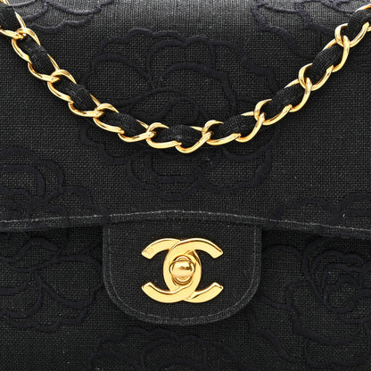 Chanel Canvas Camellia Embroidered Small Double Flap Black 8 of 13