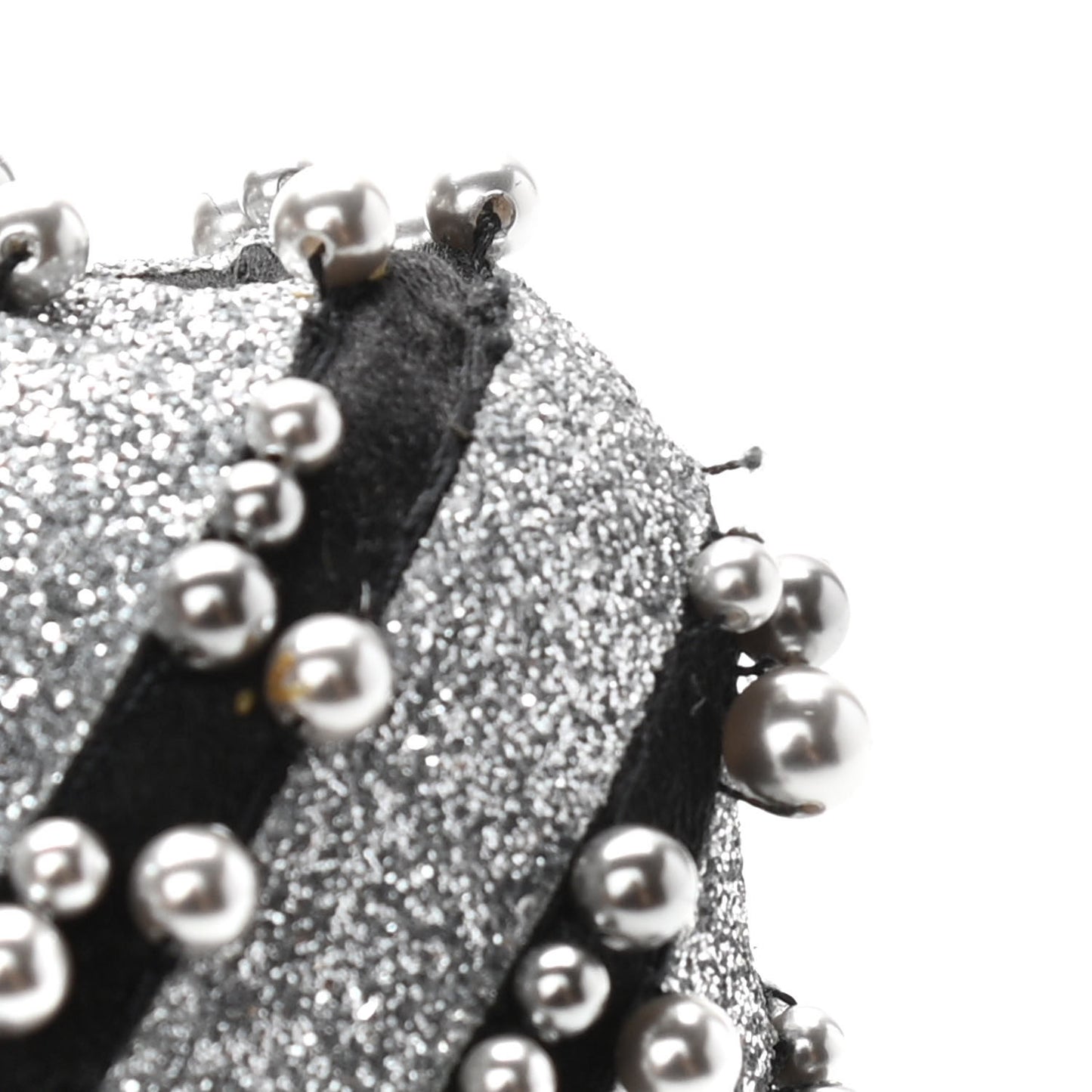 Mixed Fibers Pearl Evening Clutch Silver Black