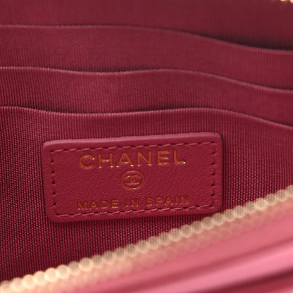 Chanel Sheepskin Quilted Mademoiselle Vintage Zip Pouch Pink 6 of 8