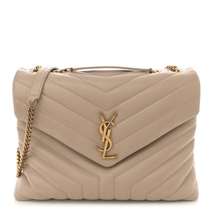 Saint Laurent Calfskin Y Quilted Monogram Medium Loulou Chain Satchel Nude Powder 1 of 12