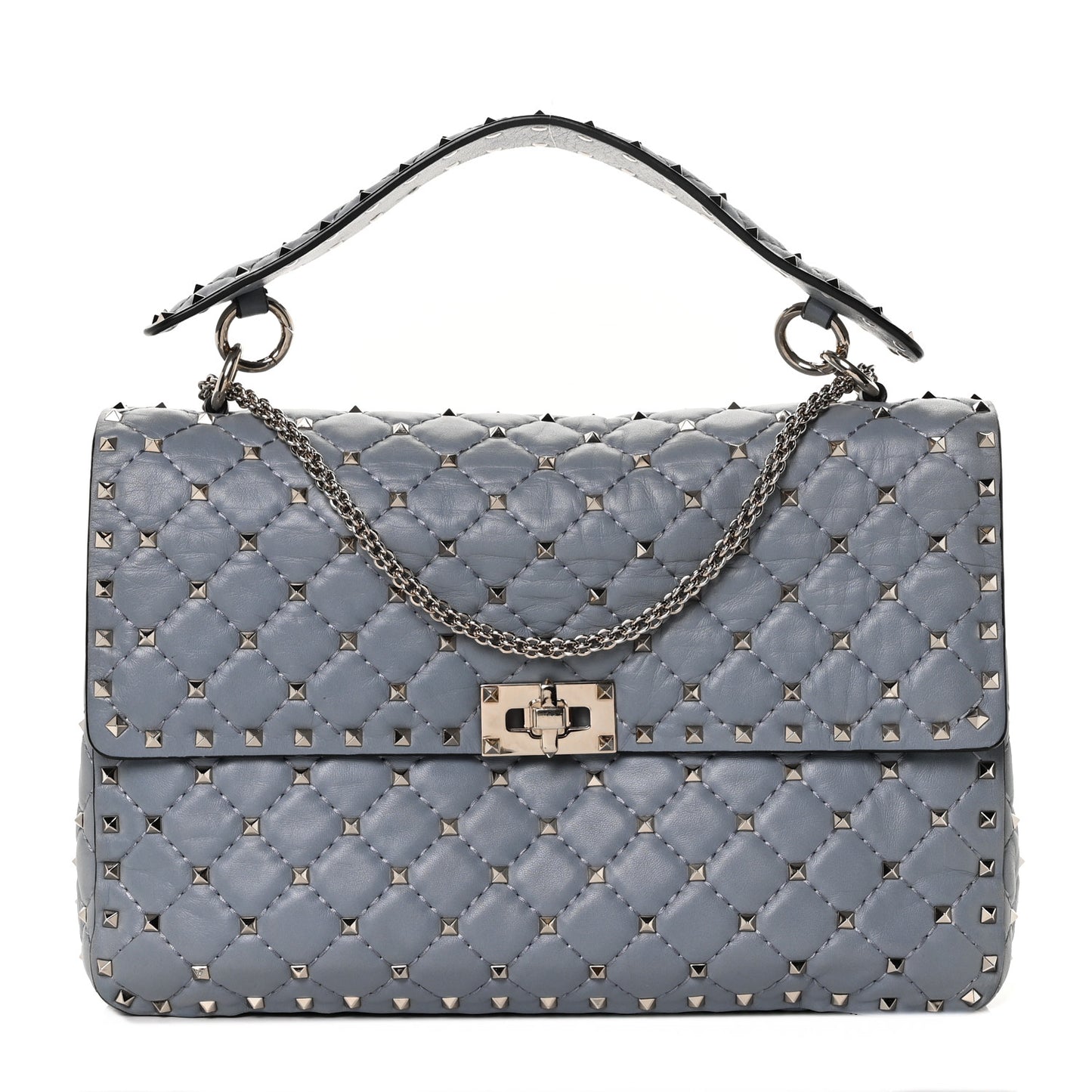 Nappa Large Rockstud Spike Shoulder Bag Light Stone
