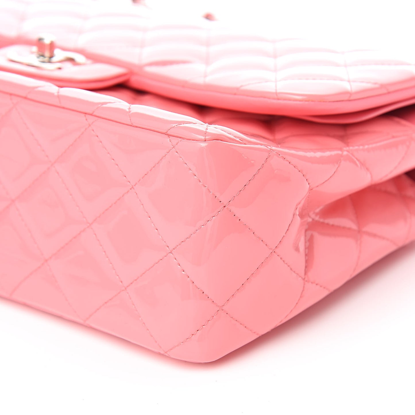 Patent Quilted Jumbo Double Flap Pink