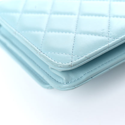 Chanel Lambskin Quilted Trendy CC Wallet On Chain WOC Light Blue 12 of 17