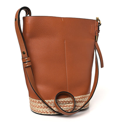 Loewe Calfskin Raffia Gate Bucket Bag Tan 3 of 10