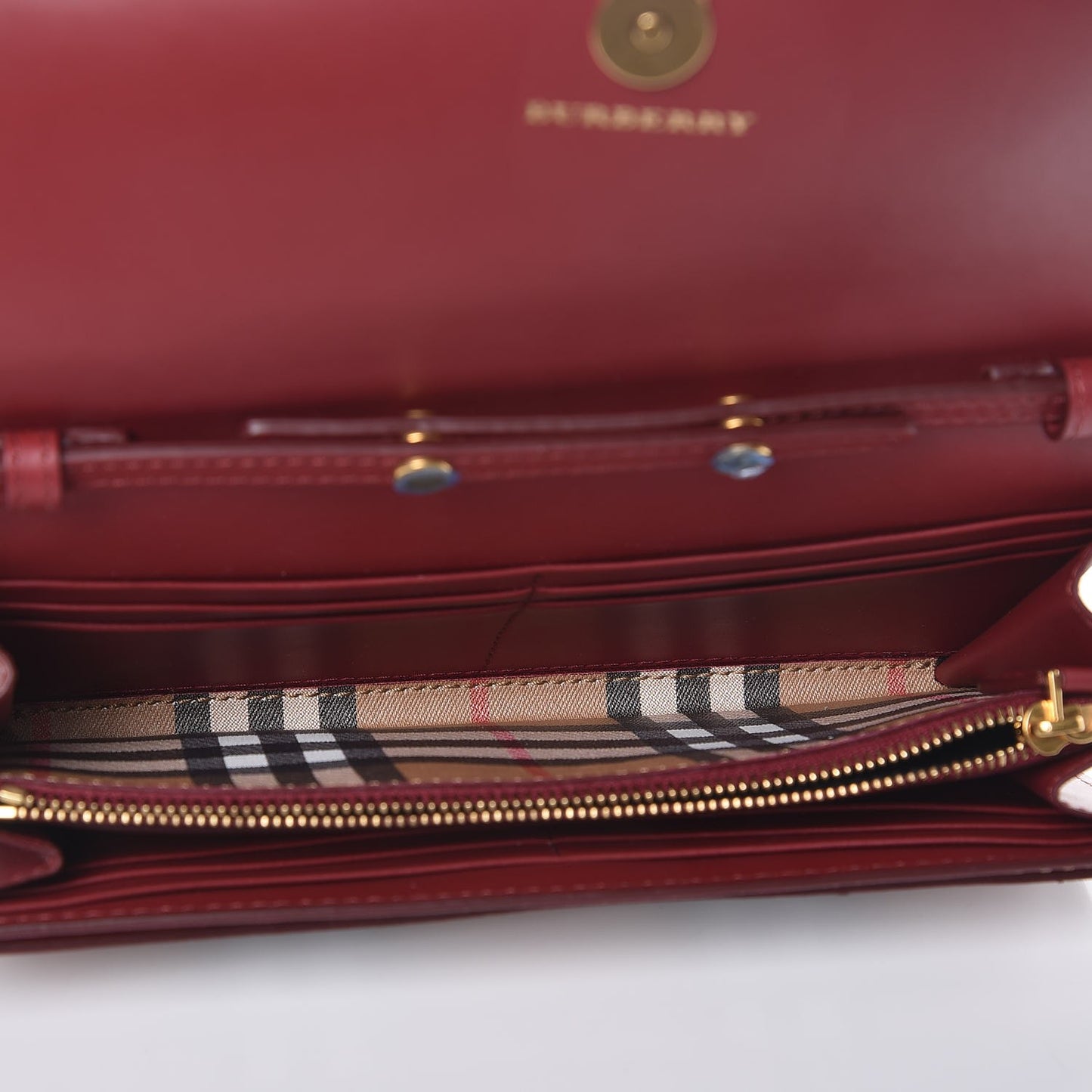 Vintage Check Henley Wallet On Chain Crimson