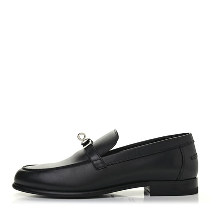 Hermes Calfskin Womens Destin Loafer 37 Black 1 of 9