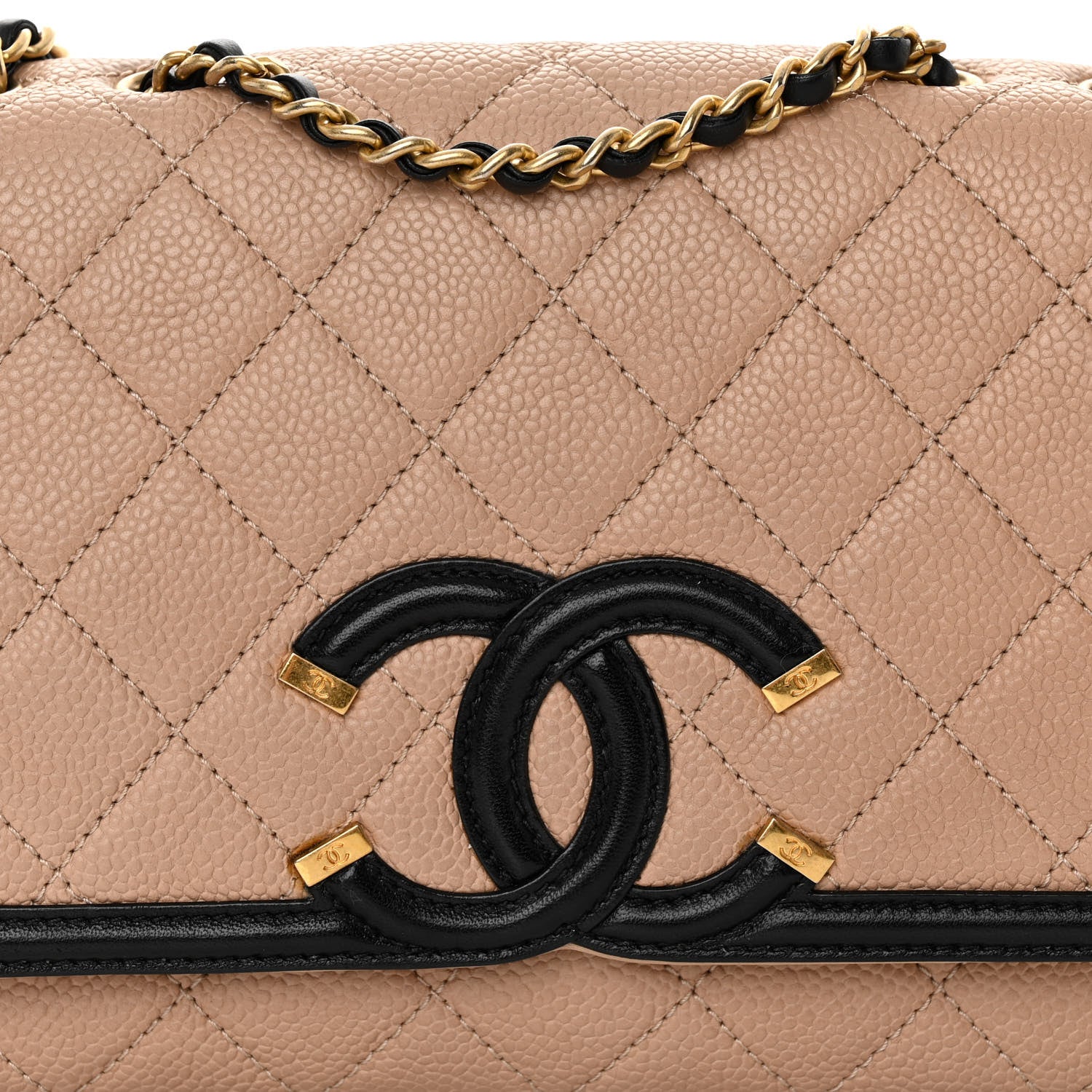 Chanel Caviar Quilted Small CC Filigree Flap Beige Black 8 of 10
