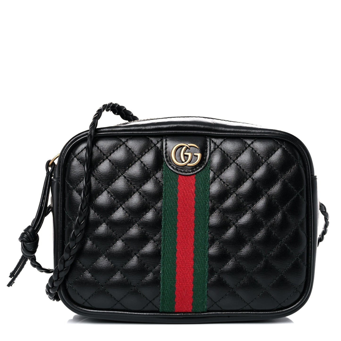 Calfskin Trapuntata Web Mini GG Shoulder Bag Black
