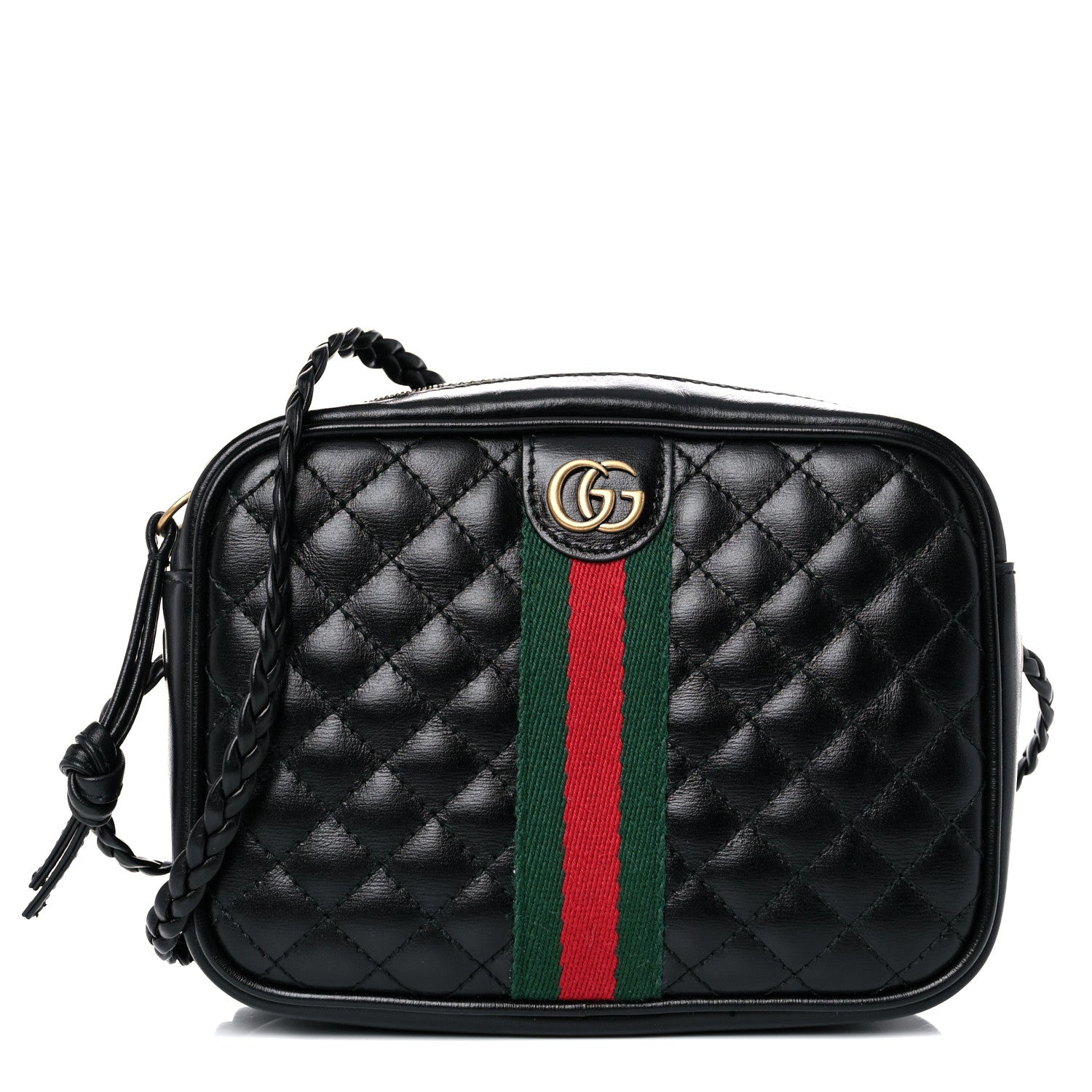 Gucci Calfskin Trapuntata Web Mini GG Shoulder Bag Black 1 of 9