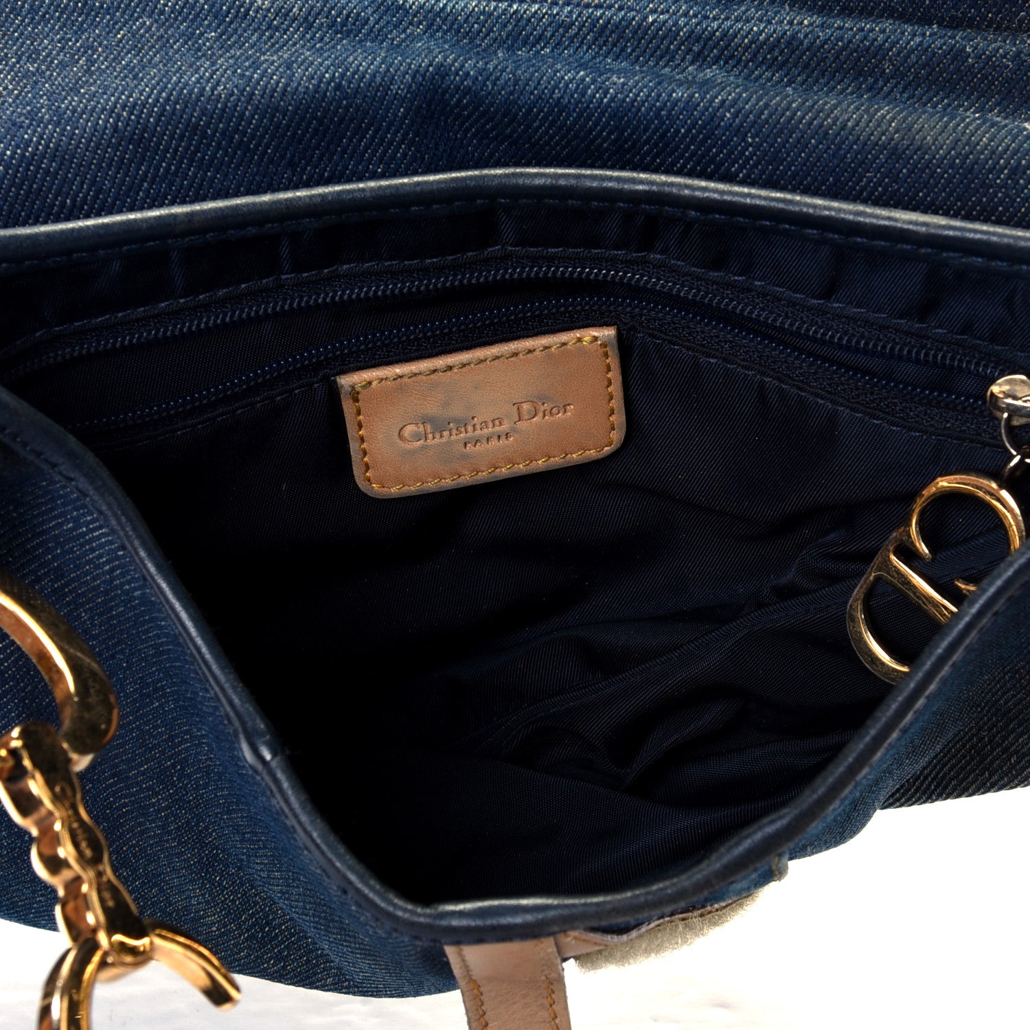 Christian Dior Denim Calfskin Saddle Bag Blue 4 of 12