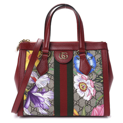 Gucci GG Supreme Monogram Flora Web Small Ophidia Tote Bag Red 1 of 12