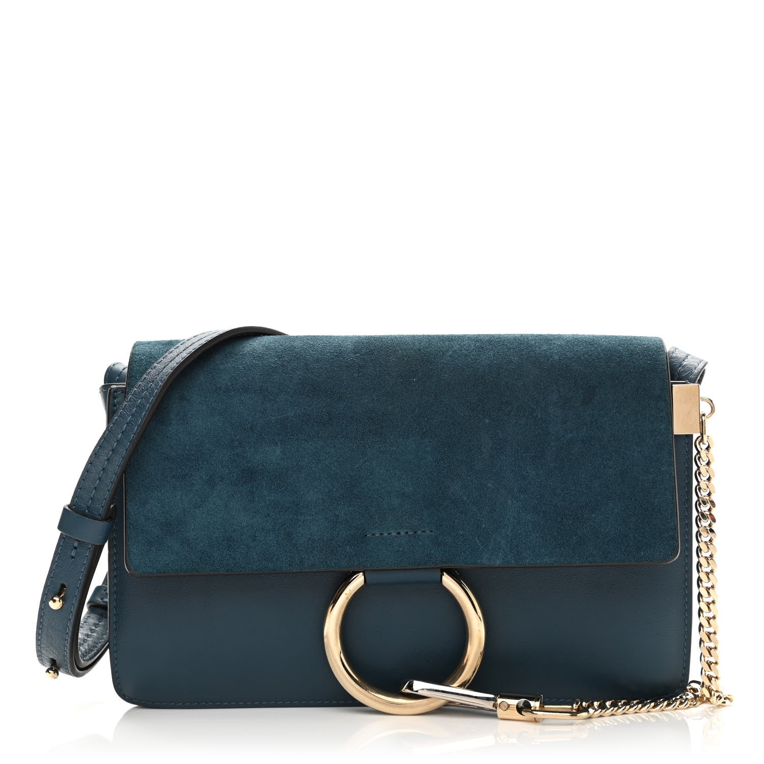 Chloe Suede Calfskin Small Faye Shoulder Bag Majolica Blue 1 of 20