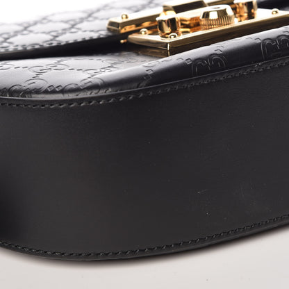 Gucci Guccissima Web Medium Padlock Messenger Shoulder Bag Black 11 of 11