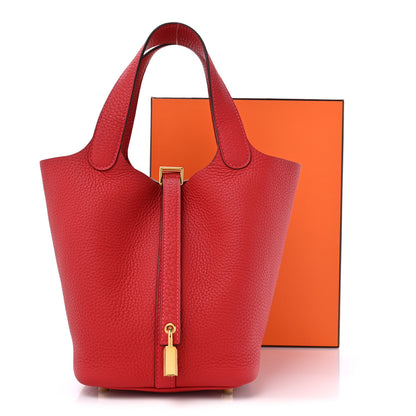 Hermes Taurillon Clemence Picotin Lock 18 PM Rouge Casaque 13 of 13