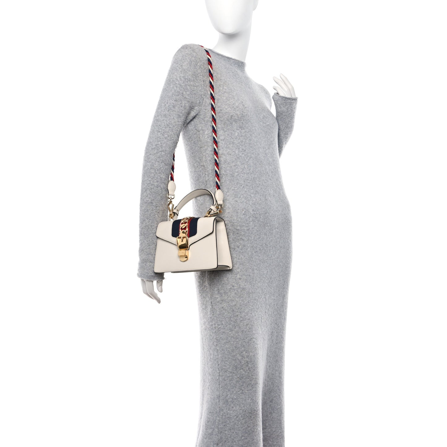 Calfskin Mini Sylvie Top Handle Bag White