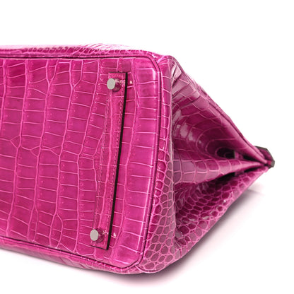 Hermes Shiny Porosus Crocodile Birkin 35 Rose Scheherazade 10 of 11