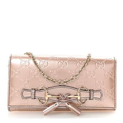 Gucci Shine Guccissima Emily Continental Chain Wallet Dark Cipria 1 of 10