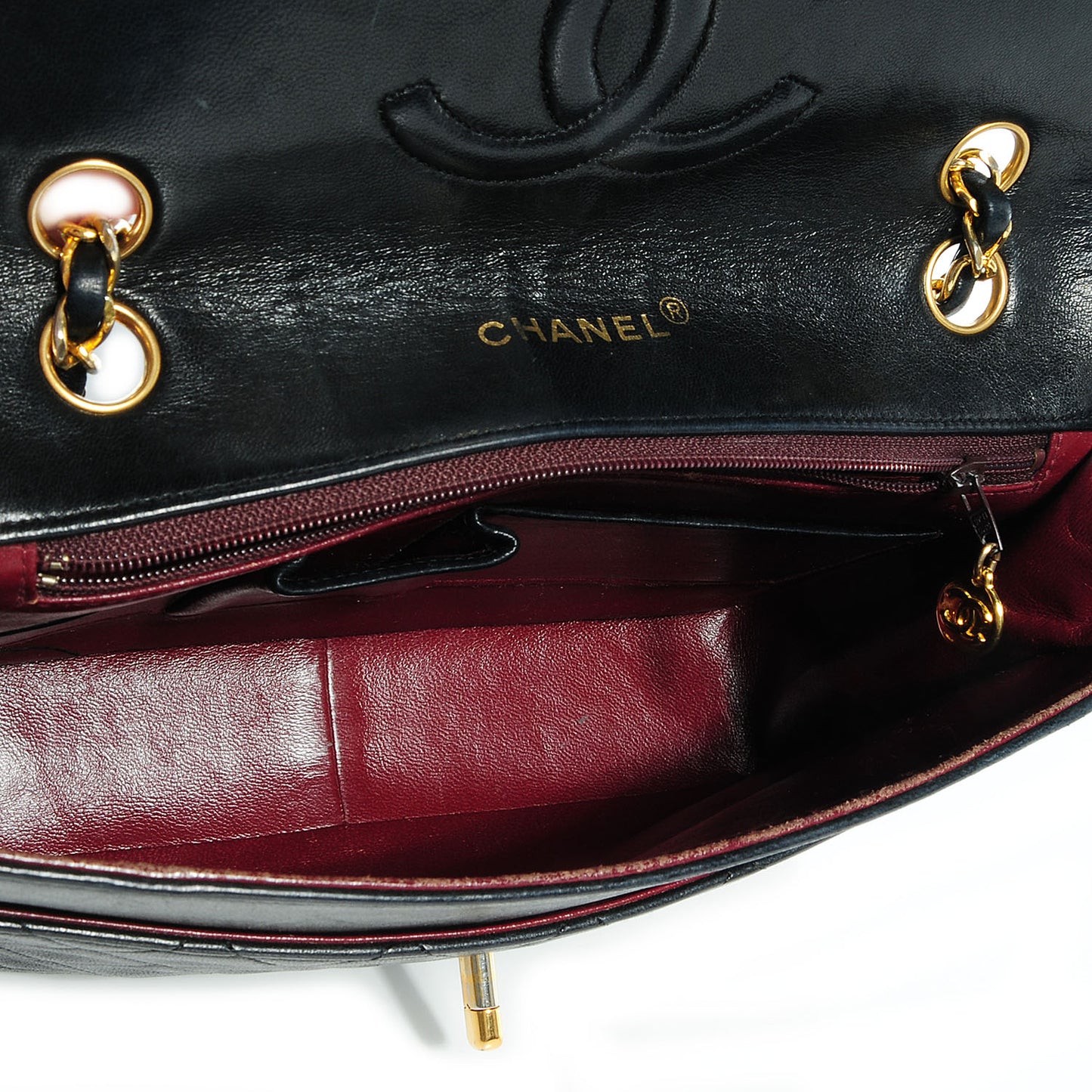 Lambskin Quilted Bi-Color Small Single Flap Black