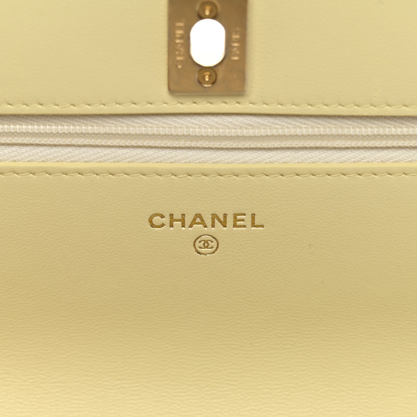 Lambskin Quilted CC Camellia Crush Wallet on Chain WOC Light Yellow