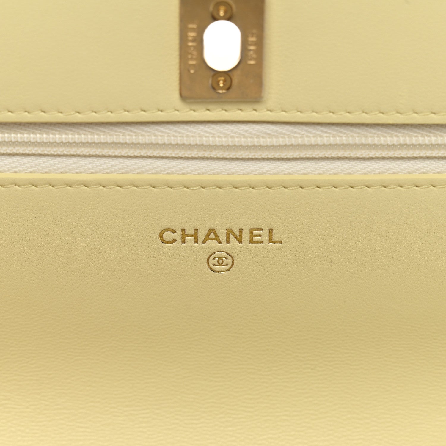 Chanel Lambskin Quilted CC Camellia Crush Wallet on Chain WOC Light Yellow 6 of 12