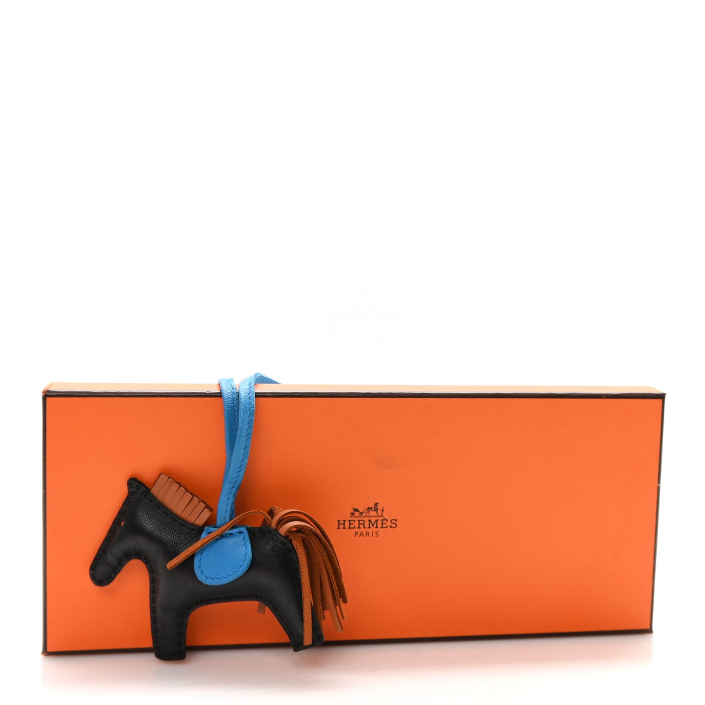 Milo Lambskin Grigri Rodeo Horse Bag Charm PM Black Gold Bleu Zanzibar