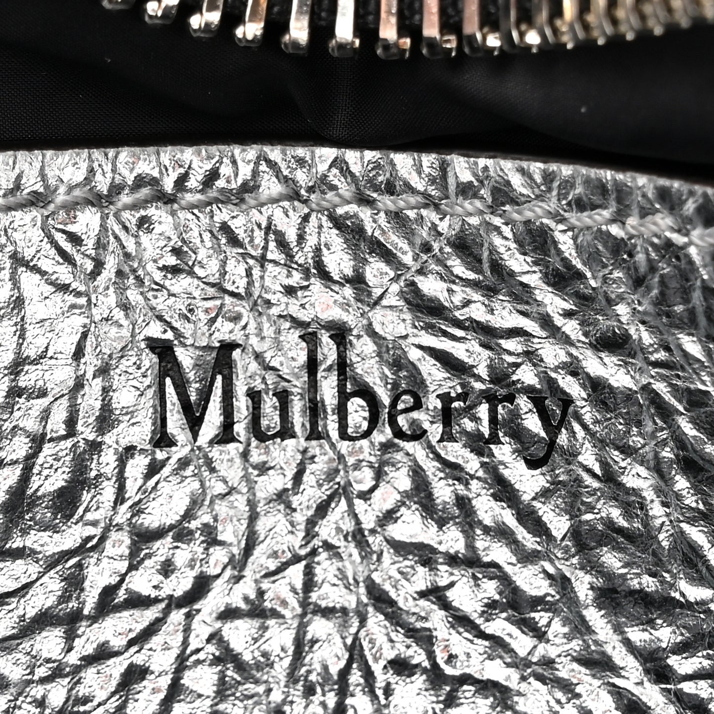 Metallic Crinkled Calfskin Pillow Quilted Softie Clutch Silver